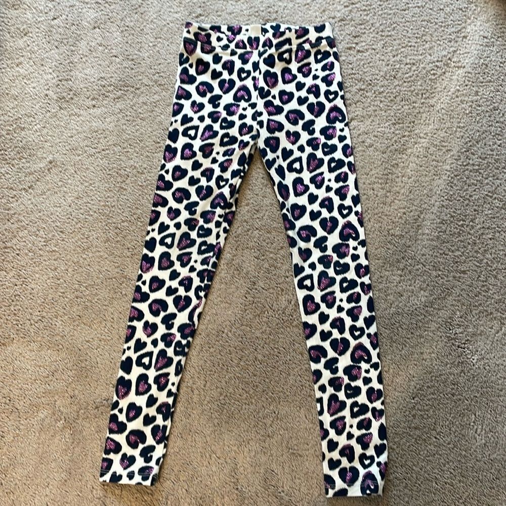 J Crew Crewcuts Purple Glitter Leopard Leggings Size 10